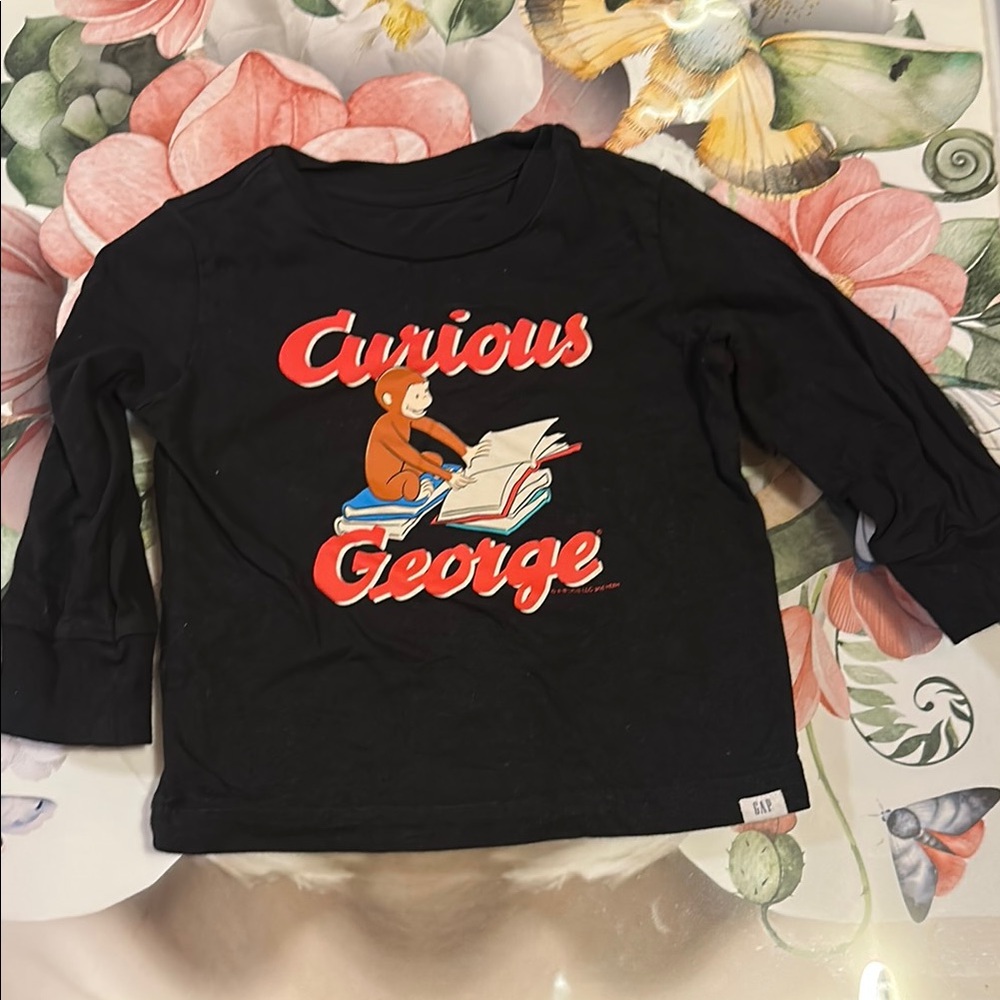 18-24 month baby GAP Black Long Sleeve Curious George Tee